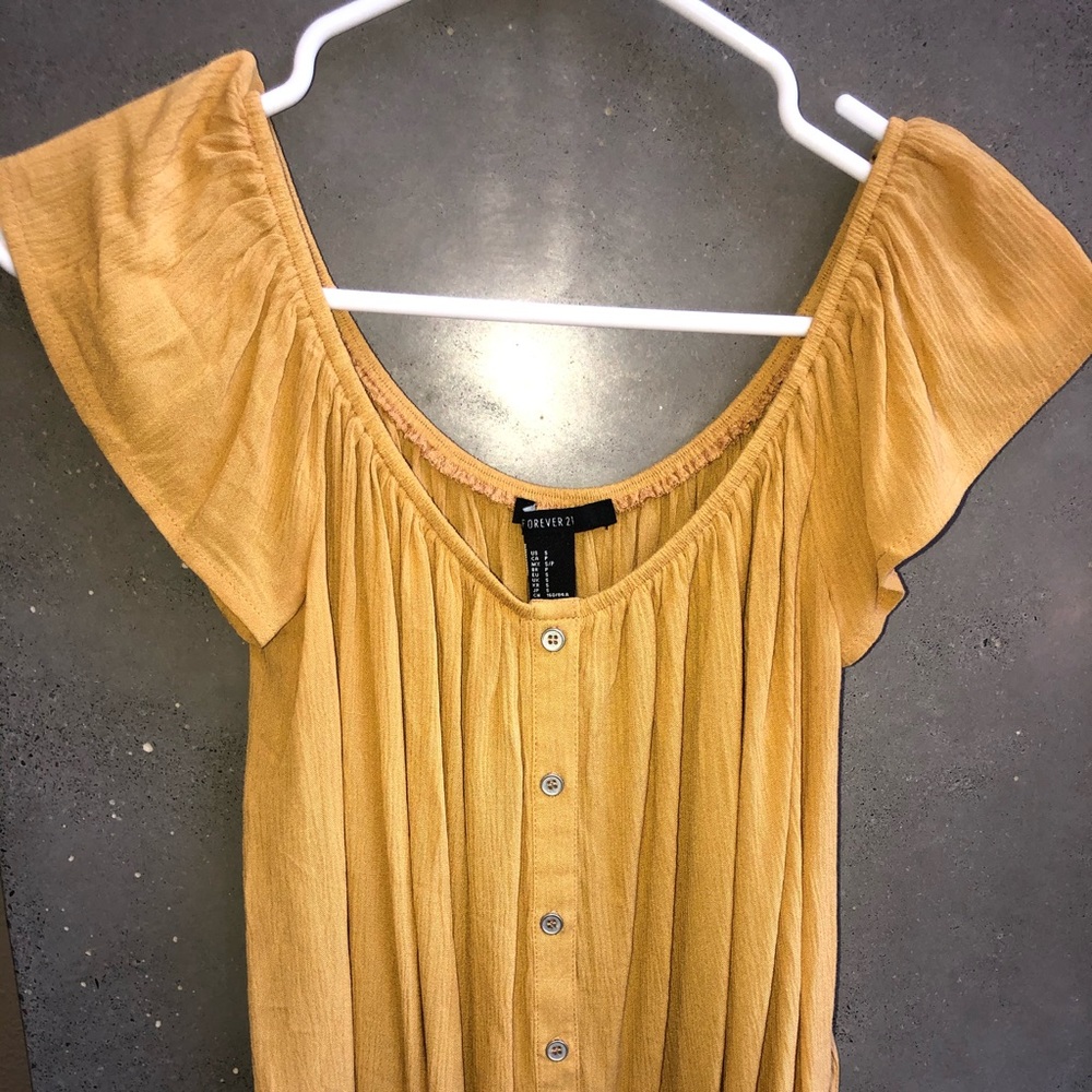 Yellow off the shoulder forever 21 top